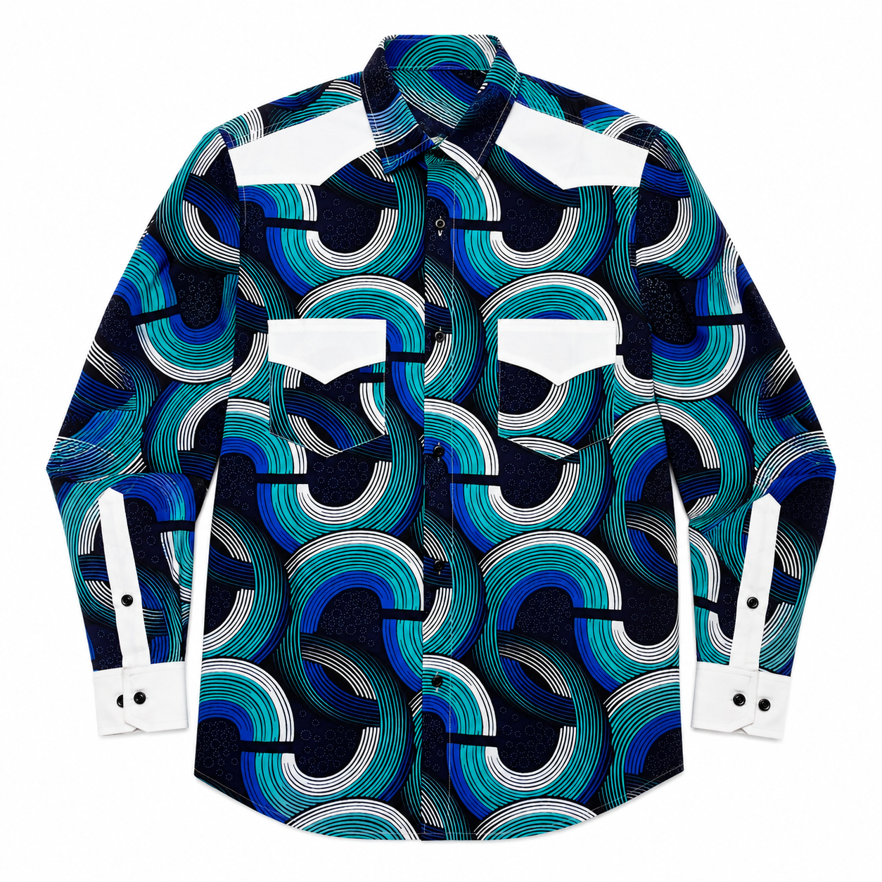 Men's long-sleeve dress shirt-Waves L 2 Men's long-sleeve dress shirt-Waves L - Image 2