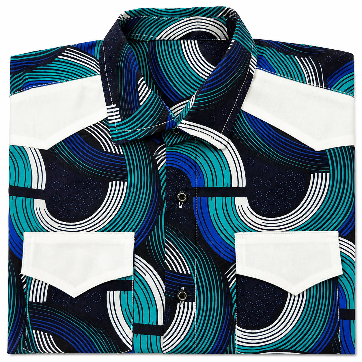 Men's long-sleeve dress shirt-Waves L 6 Men's long-sleeve dress shirt-Waves L - Image 6