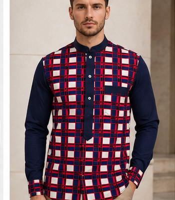 Men's long-sleeve dress shirt-Grid L