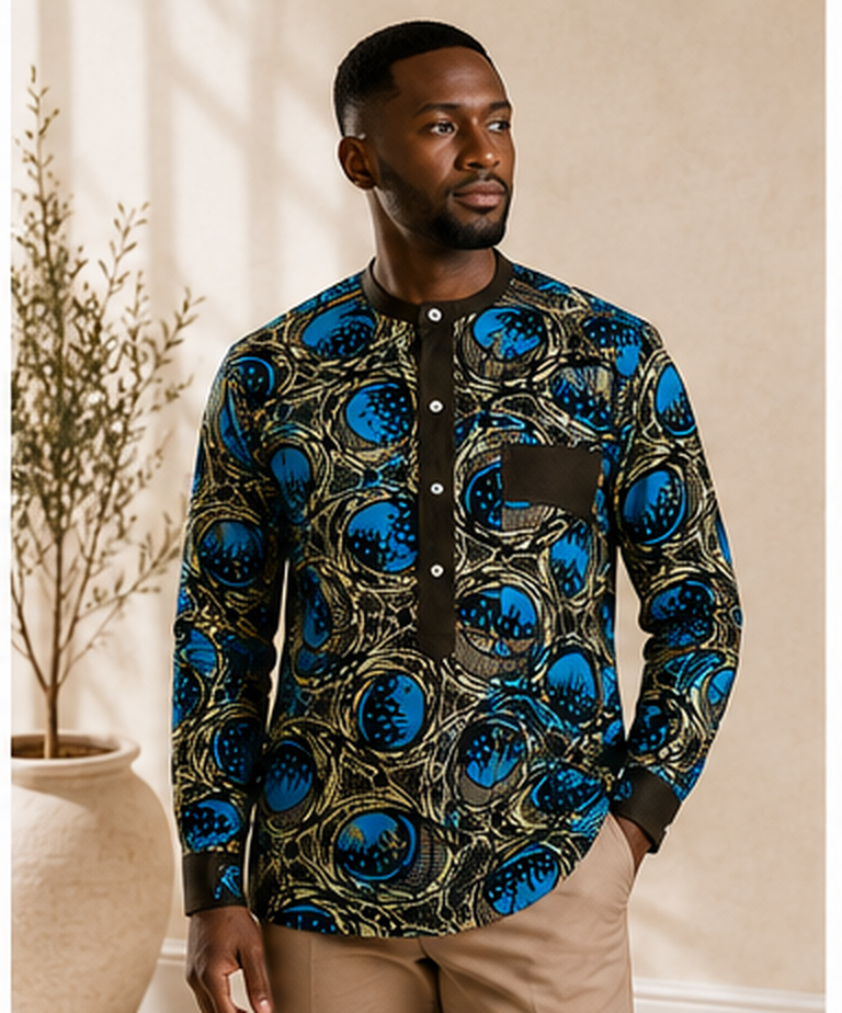 Men's long-sleeve dress shirt-Seashell L 1 Men's long-sleeve dress shirt-Seashell L