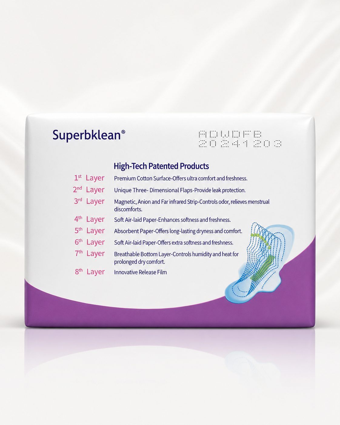 Superbklean Magnetic Sanitary Napkin (Night Use)-Heavy flow 3 Superbklean Magnetic Sanitary Napkin (Night Use)-Heavy flow - Image 3