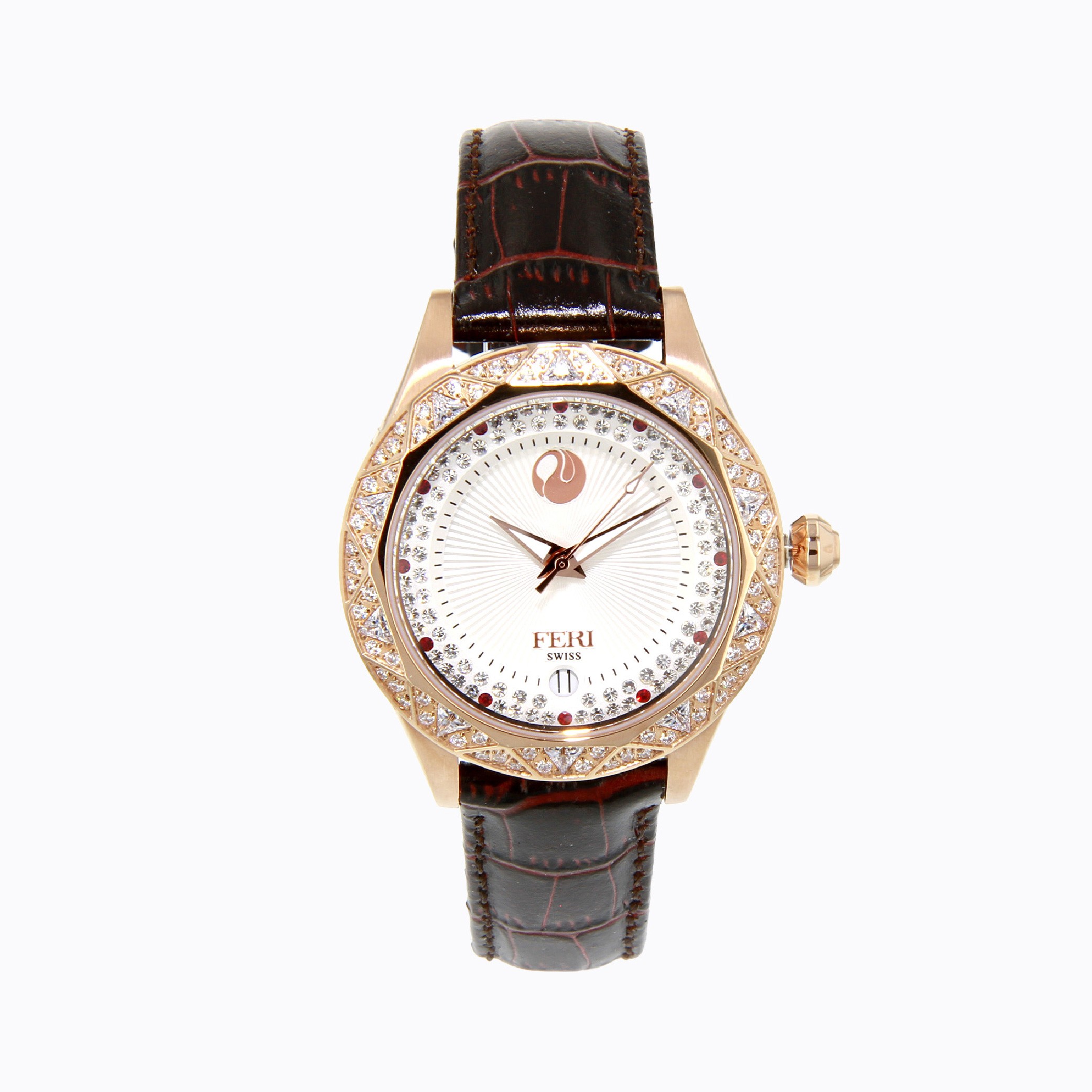 Themis Watch - Rose Tone with White Face and Red Printed Strap 1 Themis Watch - Rose Tone with White Face and Red Printed Strap