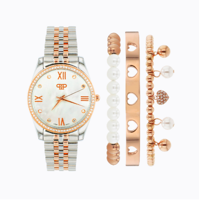 Isabel Watch & Bracelets Set - Mother of Pearl/Silver/Rose 1 Isabel Watch & Bracelets Set - Mother of Pearl/Silver/Rose