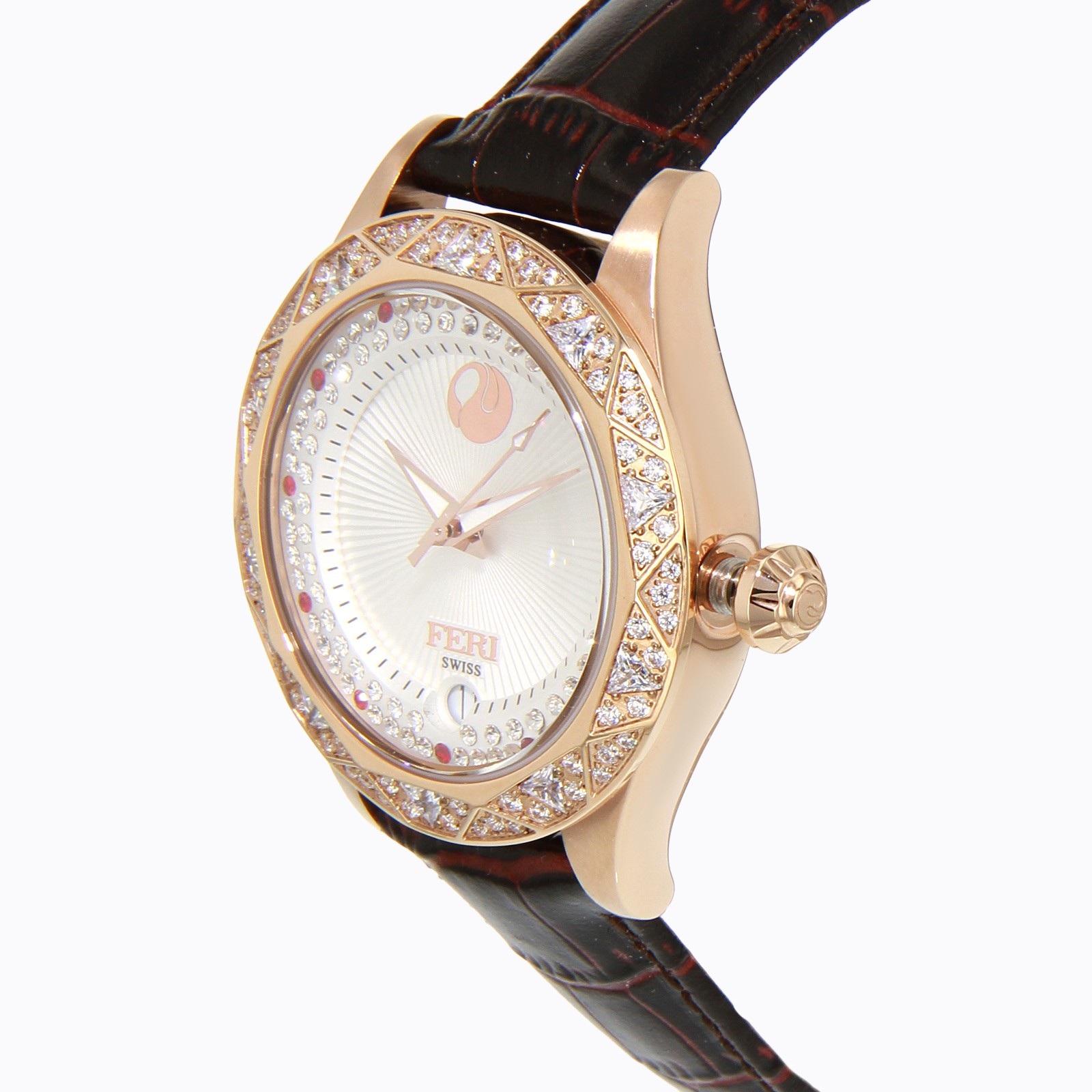 Themis Watch - Rose Tone with White Face and Red Printed Strap 2 Themis Watch - Rose Tone with White Face and Red Printed Strap - Image 2