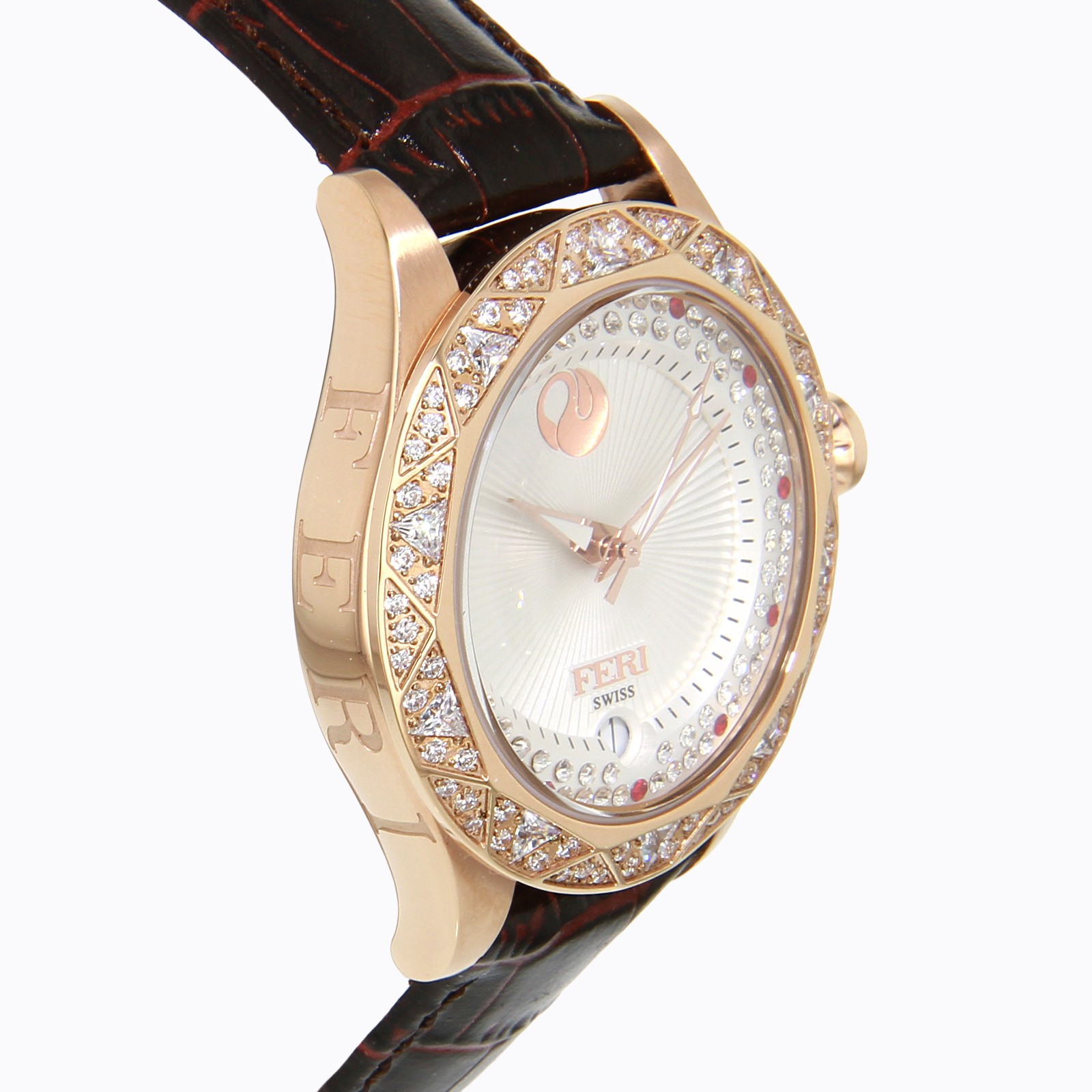 Themis Watch - Rose Tone with White Face and Red Printed Strap 3 Themis Watch - Rose Tone with White Face and Red Printed Strap - Image 3