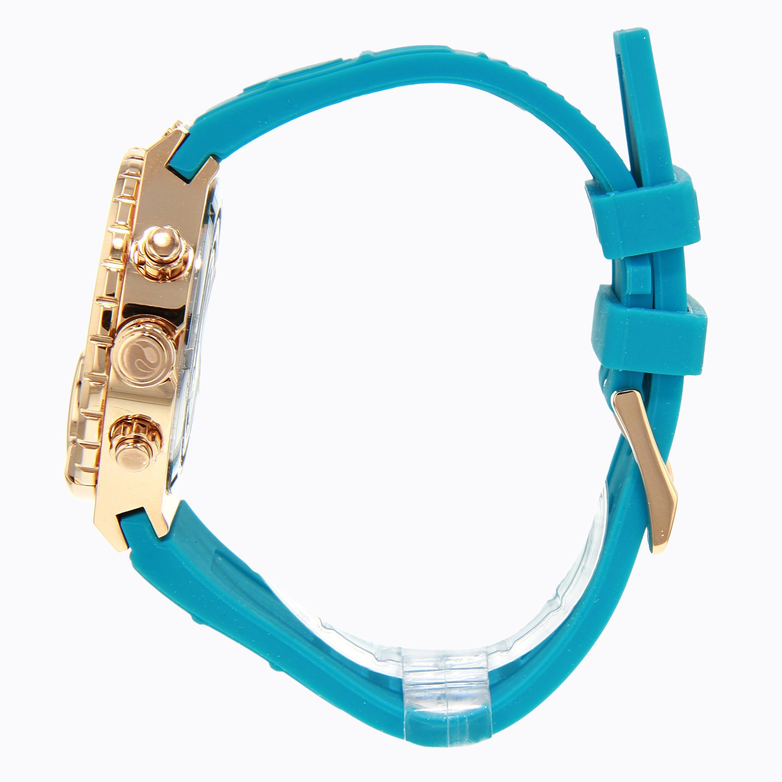 Theia Watch - Rose Tone with Aqua Strap 4 Theia Watch - Rose Tone with Aqua Strap - Image 4