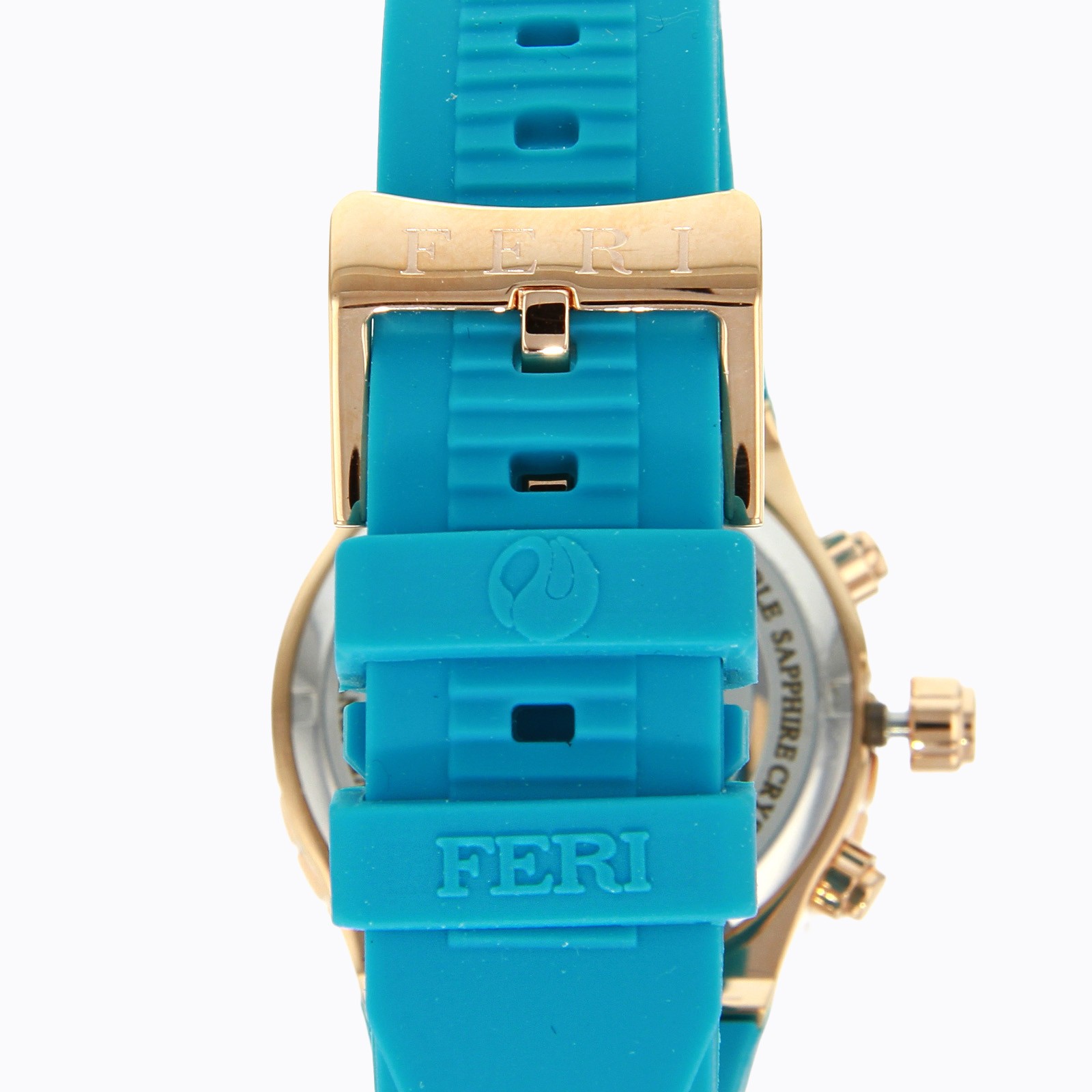 Theia Watch - Rose Tone with Aqua Strap 5 Theia Watch - Rose Tone with Aqua Strap - Image 5