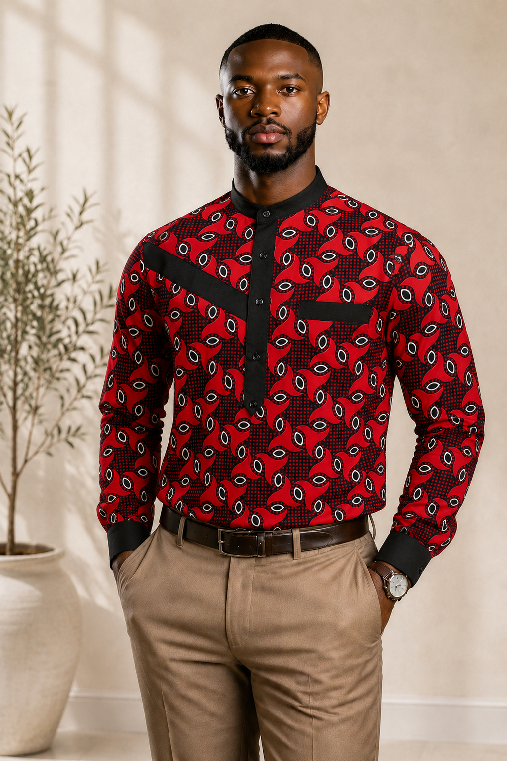 Men's long-sleeve dress shirt-Black pearl L 4 Men's long-sleeve dress shirt-Black pearl L - Image 4