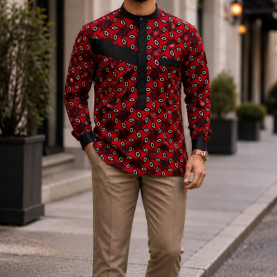 Men's long-sleeve dress shirt-Black pearl L